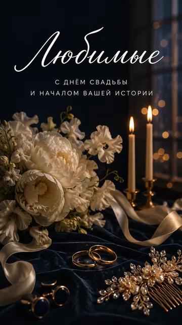 Любимые: С ДНЁМ СВАДЬБЫ — И НАЧАЛОМ ВАШЕЙ ИСТОРИИ — открытка на свадьба