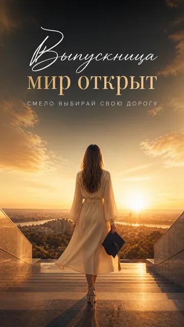 Выпускница: МИР ОТКРЫТ — СМЕЛО ВЫБИРАЙ СВОЮ ДОРОГУ — открытка на выпускной