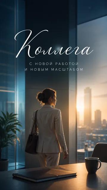Коллега: С НОВОЙ РАБОТОЙ — И НОВЫМ МАСШТАБОМ — открытка на новая работа