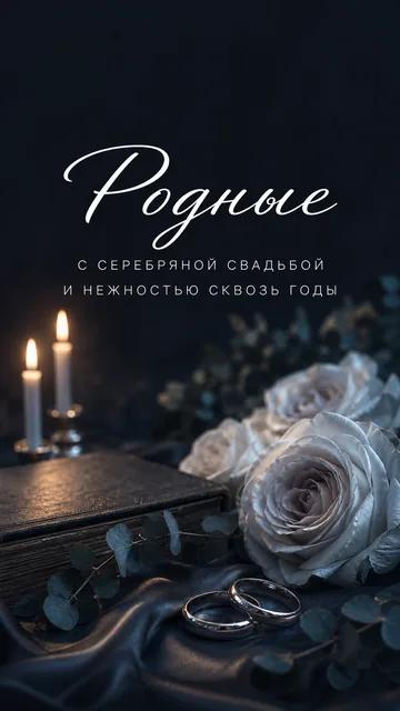 Родные: С СЕРЕБРЯНОЙ СВАДЬБОЙ — И НЕЖНОСТЬЮ СКВОЗЬ ГОДЫ — открытка на серебряная свадьба