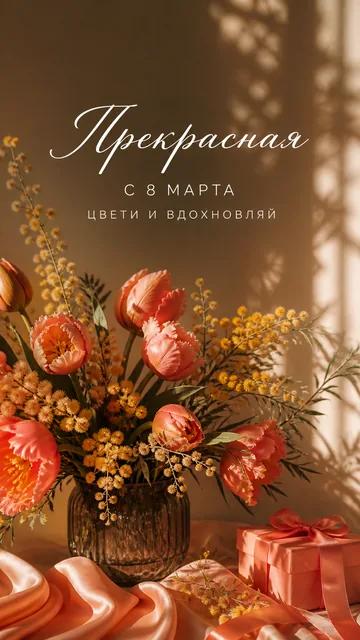 Прекрасная: С 8 МАРТА — ЦВЕТИ И ВДОХНОВЛЯЙ — открытка на 8 марта