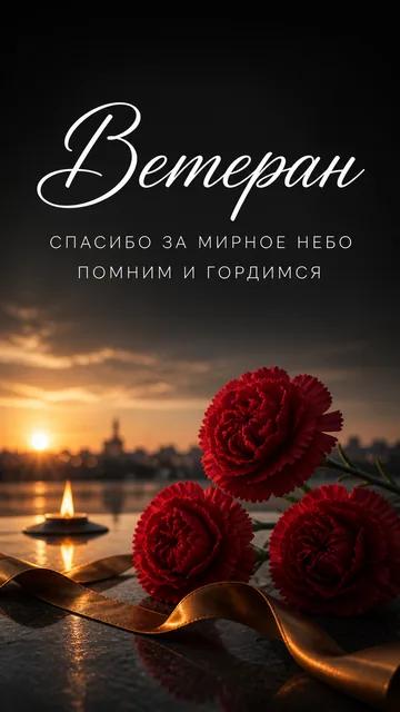 Ветеран: СПАСИБО ЗА МИРНОЕ НЕБО — ПОМНИМ И ГОРДИМСЯ — открытка на день победы
