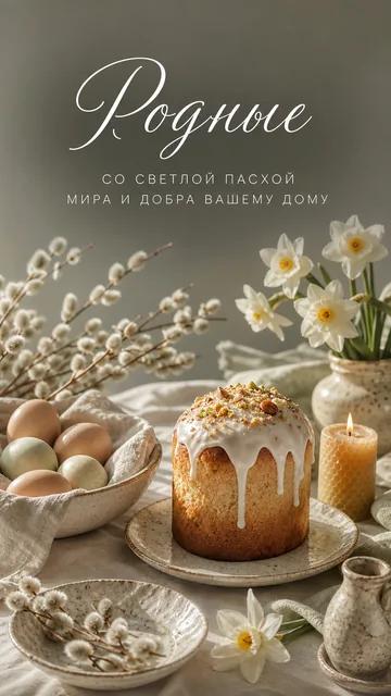 Родные: СО СВЕТЛОЙ ПАСХОЙ — МИРА И ДОБРА ВАШЕМУ ДОМУ — открытка на пасха