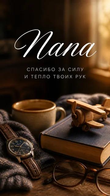 Папа: СПАСИБО ЗА СИЛУ — И ТЕПЛО ТВОИХ РУК — открытка на день отца