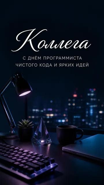 Коллега: С ДНЁМ ПРОГРАММИСТА — ЧИСТОГО КОДА И ЯРКИХ ИДЕЙ — открытка на день программиста