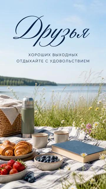 Друзья: ХОРОШИХ ВЫХОДНЫХ — ОТДЫХАЙТЕ С УДОВОЛЬСТВИЕМ — открытка на хороших выходных