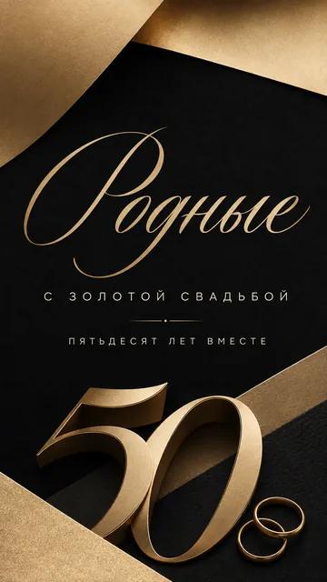 Родные: С ЗОЛОТОЙ СВАДЬБОЙ — ПЯТЬДЕСЯТ ЛЕТ ВМЕСТЕ — открытка на годовщина свадьбы