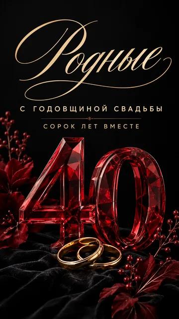 Родные: С ГОДОВЩИНОЙ СВАДЬБЫ — СОРОК ЛЕТ ВМЕСТЕ — открытка на годовщина свадьбы