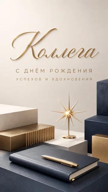 Коллега: С днём рождения — Успехов и вдохновения — открытка на день рождения