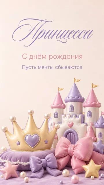 Принцесса: С днём рождения — Пусть мечты сбываются — открытка на день рождения