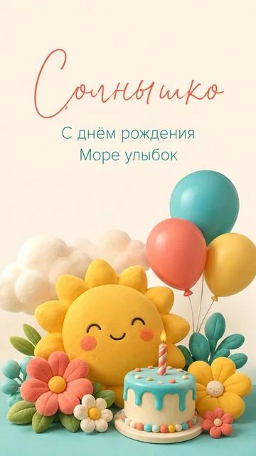 Солнышко: С днём рождения — Море улыбок — открытка на день рождения