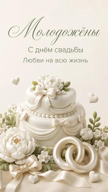 Молодожёны: С днём свадьбы — Любви на всю жизнь — открытка на свадьба