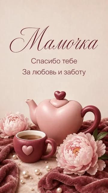 Мамочка: Спасибо тебе — За любовь и заботу — открытка на благодарность маме