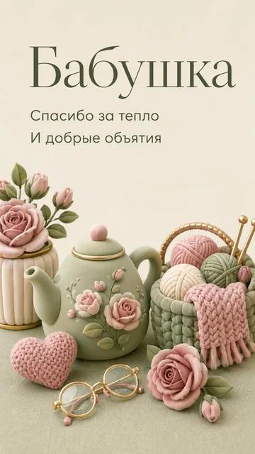 Бабушка: Спасибо за тепло — И добрые объятия — открытка на благодарность бабушке