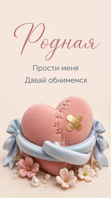 Родная: Прости меня — Давай обнимемся — открытка на извинение
