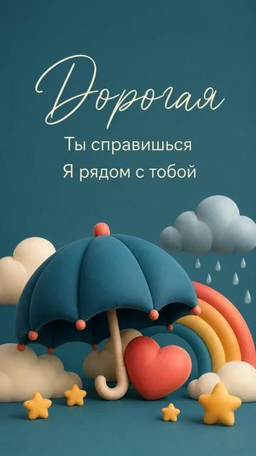 Дорогая: Ты справишься — Я рядом с тобой — открытка на поддержка