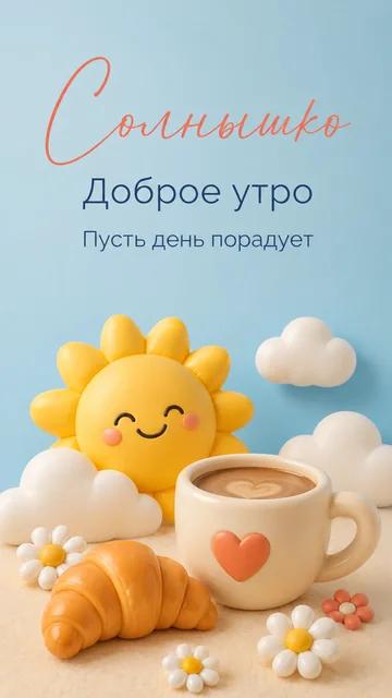 Солнышко: Доброе утро — Пусть день порадует — открытка на доброе утро