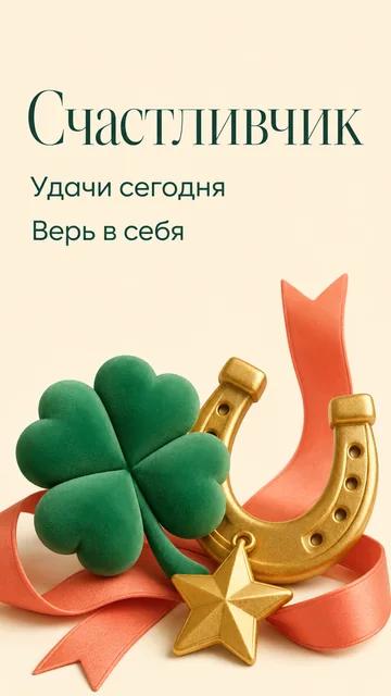 Счастливчик: Удачи сегодня — Верь в себя — открытка на удачи