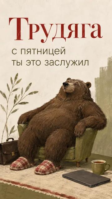 Трудяга: с пятницей — ты это заслужил — открытка на пятница
