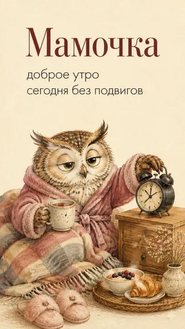 Мамочка: доброе утро — сегодня без подвигов — открытка на доброе утро