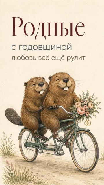Родные: с годовщиной — любовь всё ещё рулит — открытка на годовщина свадьбы