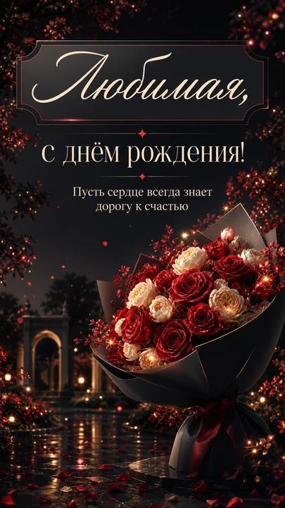 Любимая, с днём рождения! — открытка на день рождения