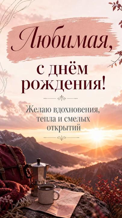 Любимая, с днём рождения! — открытка на день рождения