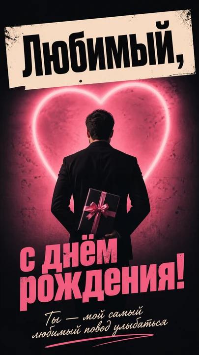 Любимый, с днём рождения! — открытка на день рождения