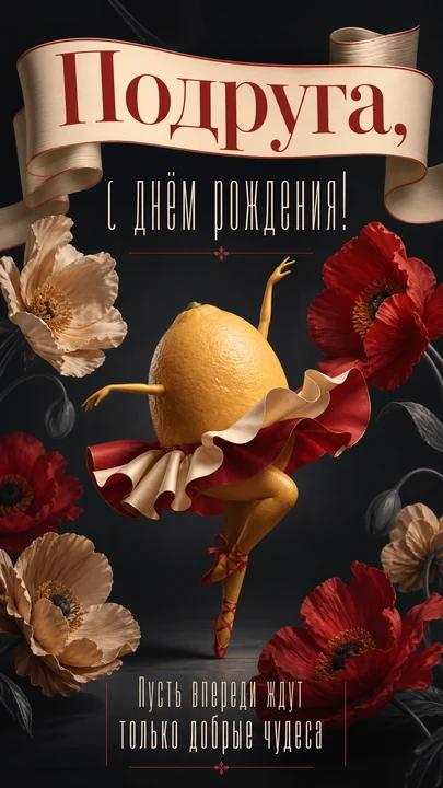 Подруга, с днём рождения! — открытка на день рождения