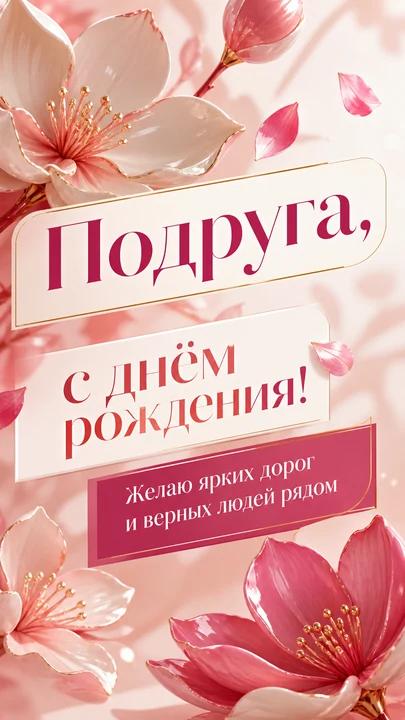 Подруга, с днём рождения! — открытка на день рождения
