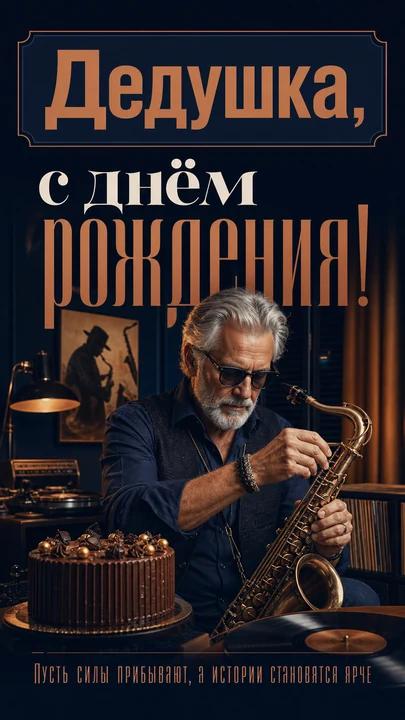 Дедушка, с днём рождения! — открытка на день рождения