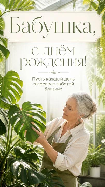 Бабушка, с днём рождения! — открытка на день рождения