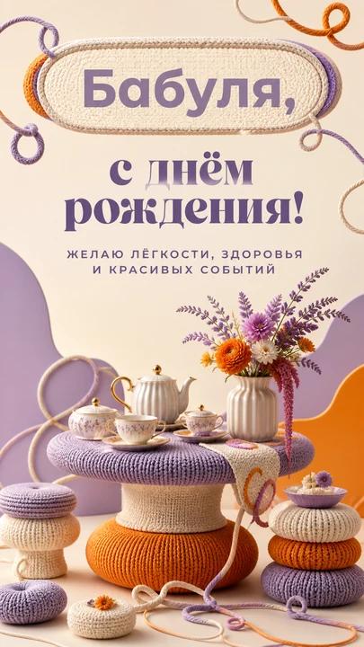 Бабуля, с днём рождения! — открытка на день рождения