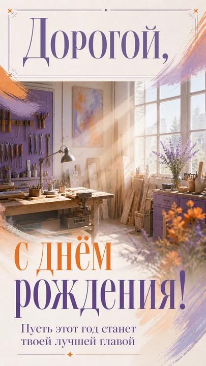 Дорогой, с днём рождения! — открытка на день рождения