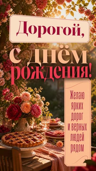 Дорогой, с днём рождения! — открытка на день рождения