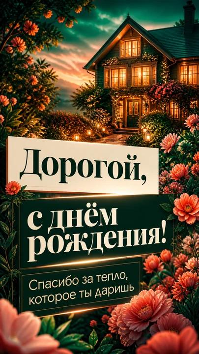 Дорогой, с днём рождения! — открытка на день рождения