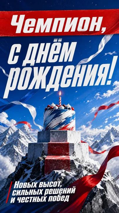 Чемпион, с днём рождения! — открытка на день рождения