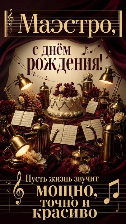 Маэстро, с днём рождения! — открытка на день рождения