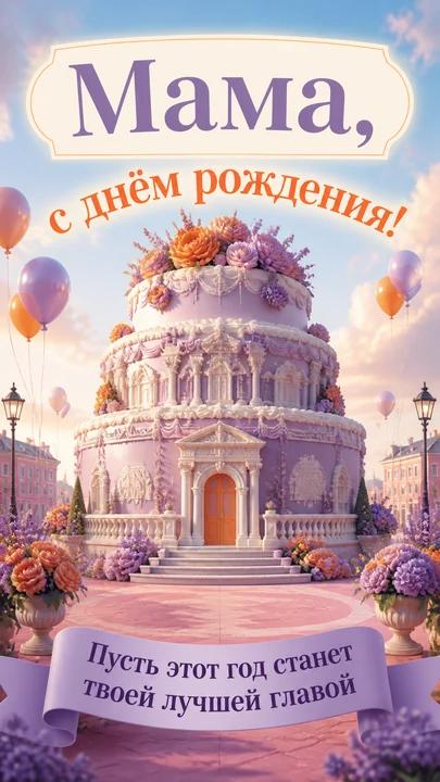 Мама, с днём рождения! — открытка на день рождения