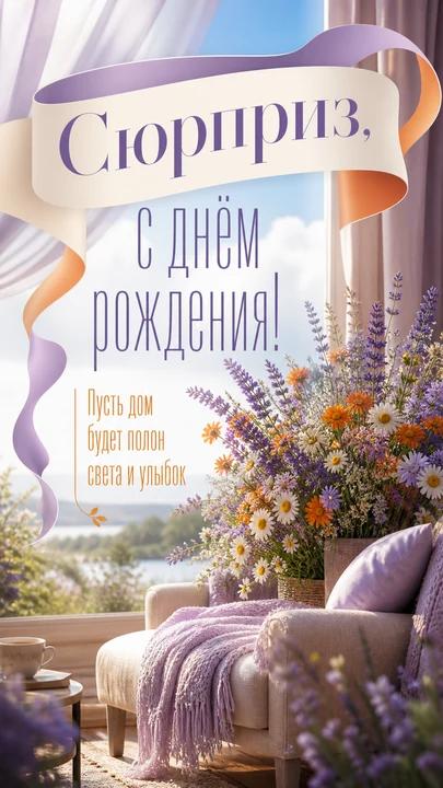 Сюрприз, с днём рождения! — открытка на день рождения