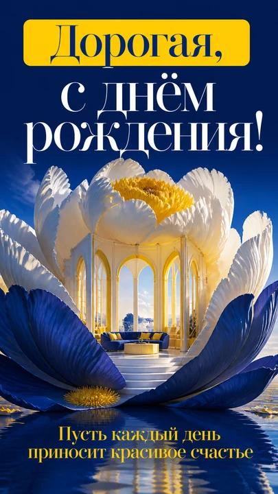 Дорогая, с днём рождения! — открытка на день рождения