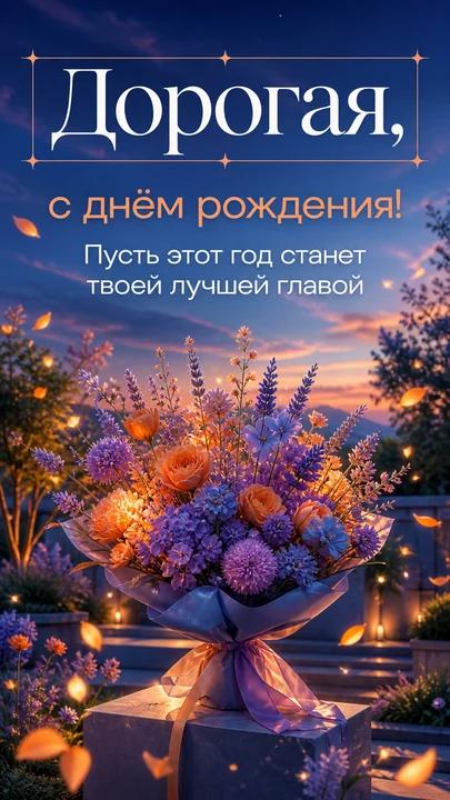 Дорогая, с днём рождения! — открытка на день рождения
