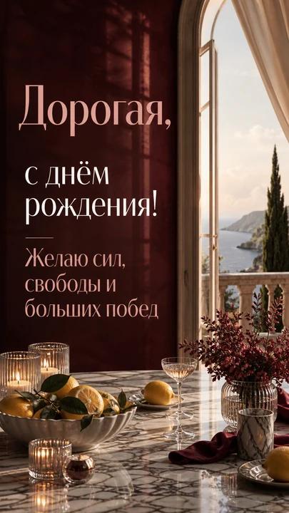Дорогая, с днём рождения! — открытка на день рождения