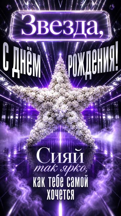 Звезда, с днём рождения! — открытка на день рождения