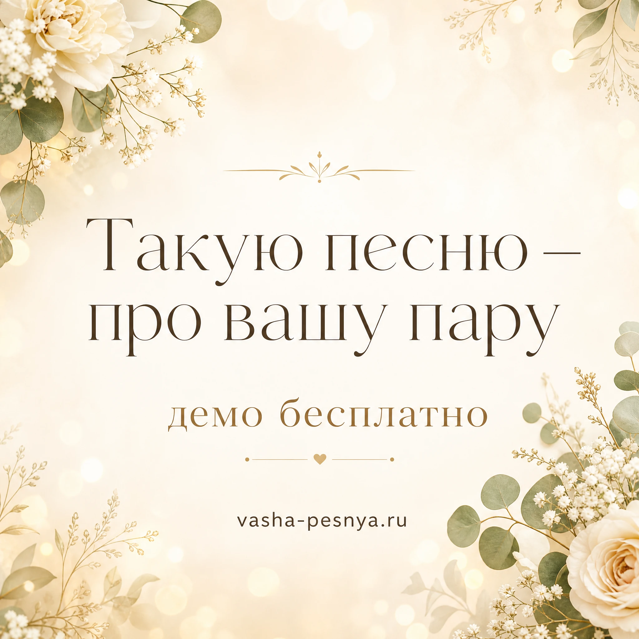 Заказать свадебную песню в подарок, демо бесплатно