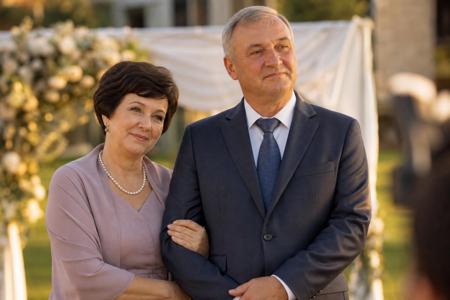 Родители жениха на свадьбе — момент поздравления с персональной песней
