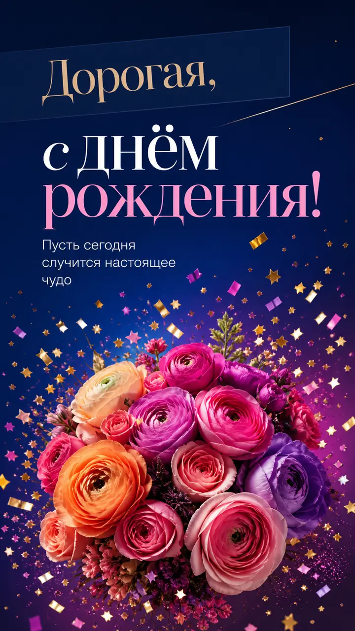 Музыкальная открытка №4: Дорогая, с днём рождения. Пусть сегодня случится настоящее чудо