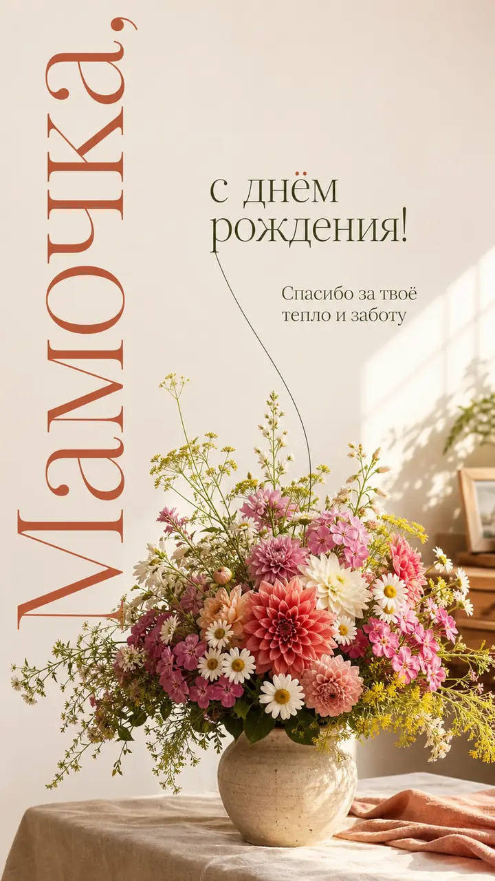 Музыкальная открытка №11: Мамочка, с днём рождения. Спасибо за твоё тепло и заботу