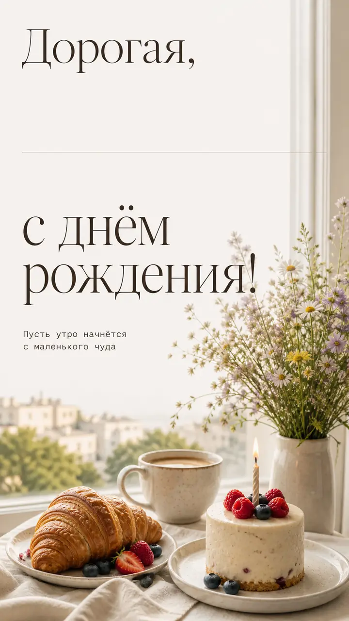 Музыкальная открытка №23: Дорогая, с днём рождения. Пусть утро начнётся с маленького чуда