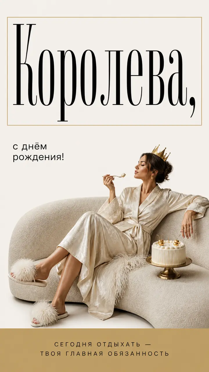 Музыкальная открытка №28: Королева, с днём рождения. Сегодня отдыхать — твоя главная обязанность